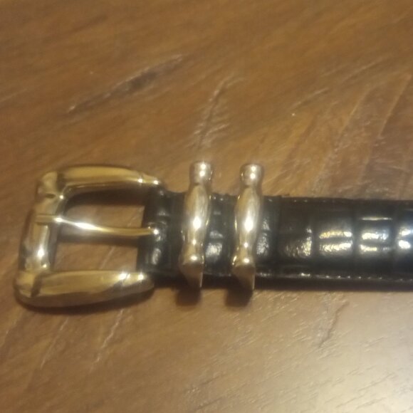 La Rue - Vintage Alligator Embossed Leather Belt - Fits Waist 30" - 34" - Picture 2 of 4